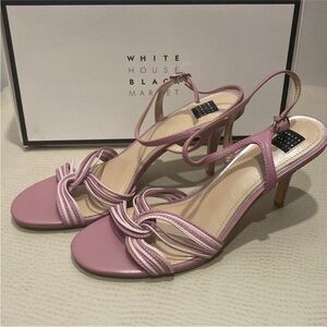 White House Black Market Mauve Strappy Heels 
size 8,5
Heel is 2.5”